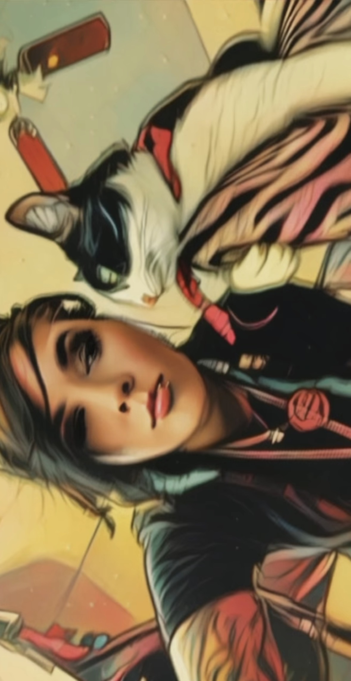 Portrait of the artist with the shop cat